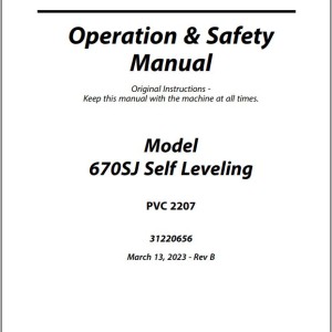 JLG 670SJ PVC 2207 Operation Safety Manual 31220656