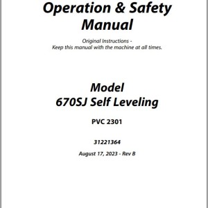JLG 670SJ PVC 2301 Operation Safety Manual 31221364