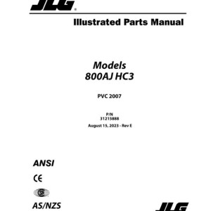 JLG 800AJ HC3 PVC 2007 Parts Manual 31215888