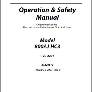 JLG 800AJ HC3 PVC 2207 Operation Safety Manual 31220619