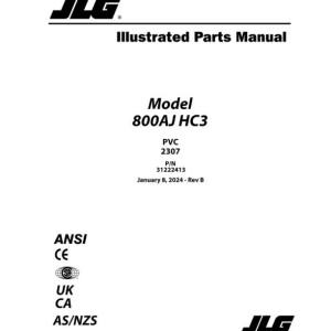 JLG 800AJ HC3 PVC 2307 Parts Manual 31222413