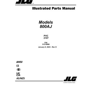 JLG 800AJ PVC 2107 Parts Manual 31219066