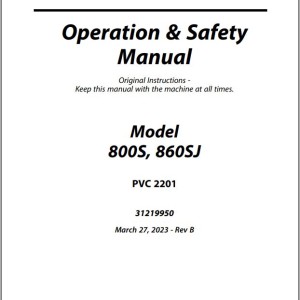 JLG 800S 860SJ PVC 2201 Operation Safety Manual 31219950