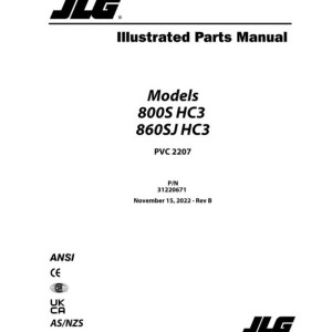 JLG 800S HC3 860SJ HC3 PVC 2207 Parts Manual 31220671