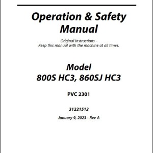 JLG 800S HC3 860SJ HC3 PVC 2301 Operation Safety Manual 31221512