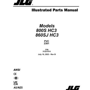 JLG 800S HC3 860SJ HC3 PVC 2301 Parts Manual 31221514