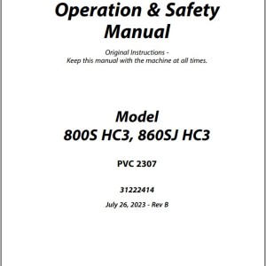 JLG 800S HC3 860SJ HC3 PVC 2307 Operation Safety Manual 31222414
