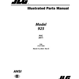 JLG 925 PVC 2011 Parts Manual 31211565