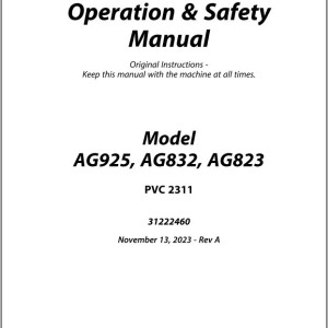 JLG AG823 AG832 AG925 PVC 2311 Operation Safety Manual 31222460