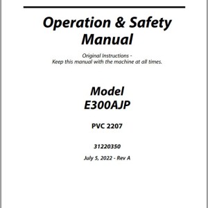 JLG E300AJP PVC 2207 Operation Safety Manual 31220350