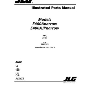 JLG E400AJPnarrow E400Anarrow PVC 2107 Parts Manual 31217476
