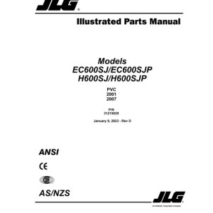 JLG EC600SJ EC600SJP H600SJ H600SJP PVC 2001 2007 Parts Manual 31215029