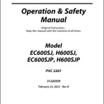 JLG EC600SJ EC600SJP H600SJ H600SJP PVC 2207 Operation Safety Manual 31220359