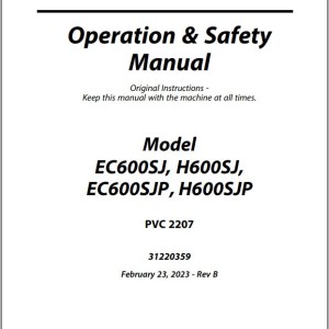 JLG EC600SJ EC600SJP H600SJ H600SJP PVC 2207 Operation Safety Manual 31220359