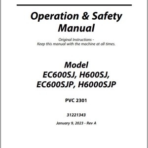 JLG EC600SJ EC600SJP H600SJ H600SJP PVC 2301 Operation Safety Manual 31221343