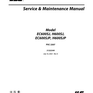 JLG EC600SJ EC600SJP H600SJ H600SJP PVC 2307 Service and Maintenance Manual 31222349