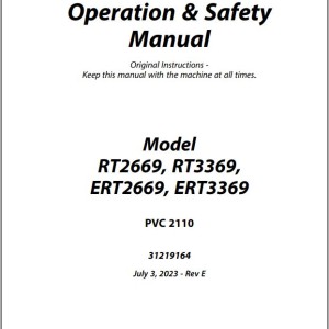 JLG ERT2669 ERT3369 RT2669 RT3369 PVC 2110 Operation Safety Manual 31219164