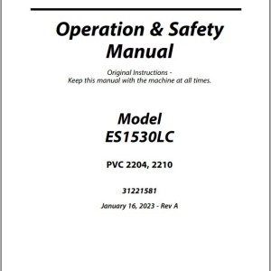 JLG ES1530LC PVC 2204 2210 Operation Safety Manual 31221581