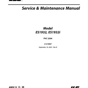 JLG ES1932 ES1932i PVC 2204 Service and Maintenance Manual 31219997