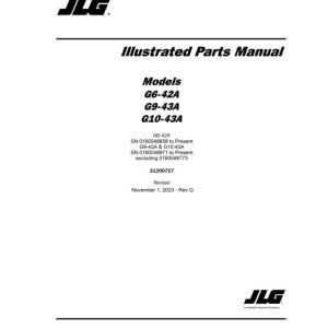 JLG G10-43A G6-42A G9-43A Parts Manual 31200727