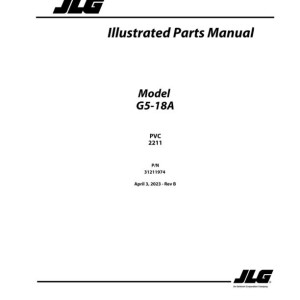 JLG G5-18A PVC 2211 Parts Manual 31211974