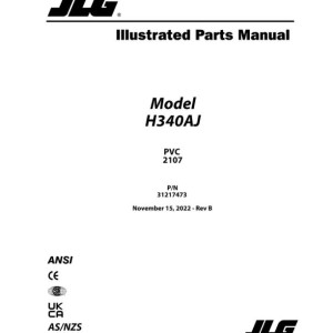 JLG H340AJ PVC 2107 Parts Manual 31217473