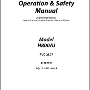 JLG H800AJ PVC 2307 Operation Safety Manual 31222336