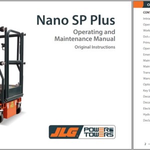 JLG POWER TOWERS NANO SP PLUS Operation Maintenance Manual 1001305924
