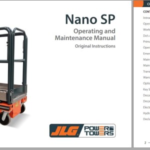 JLG POWER TOWERS NANO SPE Operation Maintenance Manual 1001305909