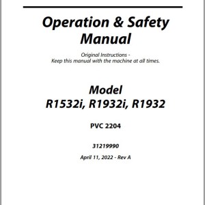 JLG R1532i R1932 R1932i PVC 2204 Operation Safety Manual 31219990