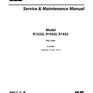 JLG R1532i R1932 R1932i PVC 2204 Service and Maintenance Manual 31219991