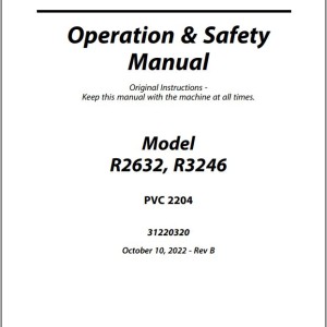 JLG R2632 R3246 PVC 2204 Operation Safety Manual 31220320