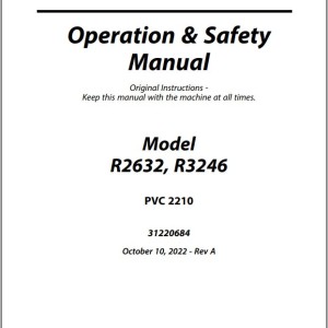 JLG R2632 R3246 PVC 2210 Operation Safety Manual 31220684