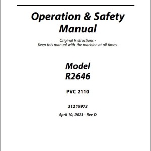 JLG R2646 PVC 2110 Operation Safety Manual 31219973