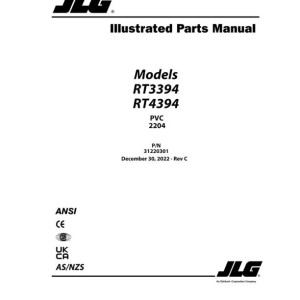 JLG RT3394 RT4394 PVC 2204 Parts Manual 31220301