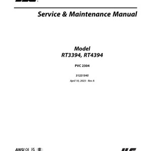 JLG RT3394 RT4394 PVC 2304 Service and Maintenance Manual 31221545