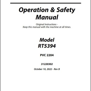 JLG RT5394 PVC 2204 Operation Safety Manual 31220302