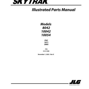 JLG SKYTRAK 10042 10054 8042 PVC 1911 2005 Parts Manual 31211390