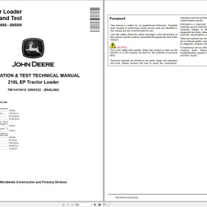 John Deere 210L Operation Test Manual TM13474X19