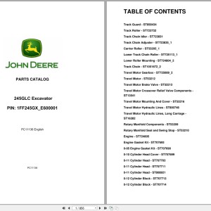 John Deere 245GLC PIN 1FF245GX_E600001 Parts Catalog PC11136