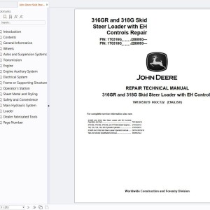 John Deere 316GR 318G with EH Repair Technical Manual TM13853X19