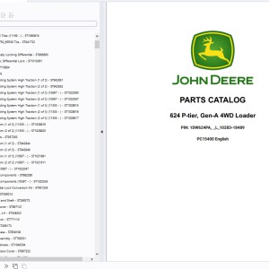 John Deere 624 P-tier Gen-A 4WD Parts Catalog PC15400