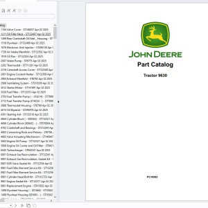John Deere 9630 Parts Catalog PC10593