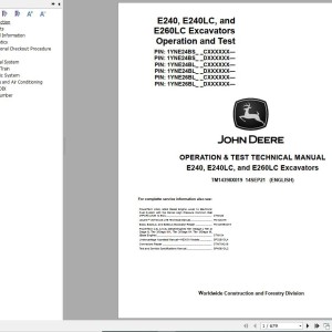 John Deere E240 E240LC E260LC Operation and Test Manual TM14398X019