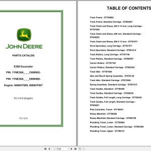 John Deere E360 Spare Parts Catalog PDF PC11219