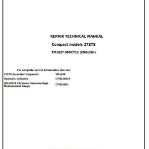 John Deere 27ZTS Repair Technical Manual TM1837