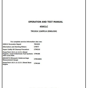 John Deere 450CLC Operation and Test Manual TM1924