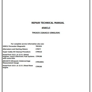 John Deere 450CLC Repair Technical Manual TM1925