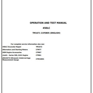 John Deere 450LC Operation and Test Manual TM1671