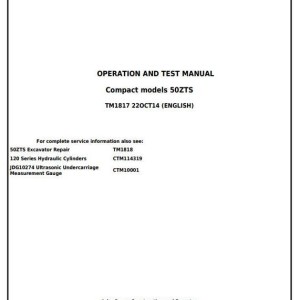 John Deere 50ZTS Operation and Test Manual TM1817